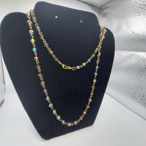 Vintage Iridescent Beads 17" Necklace w/ double Lobster Clasp.
